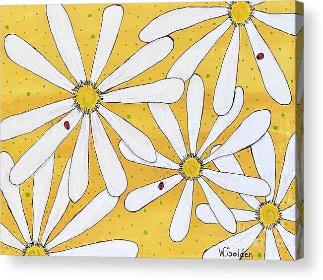 Daisy Acrylic Print featuring the painting Daisy Ladies by Wendy Golden