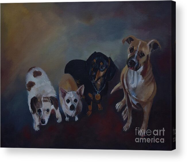 Dogs Acrylic Print featuring the painting Darlene's Dogs by Jan Dappen