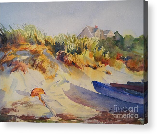 Beach Acrylic Print featuring the painting Day's End on the Dunes by Liana Yarckin