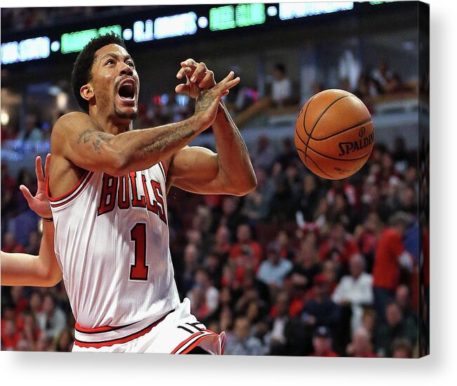 Chicago Bulls Acrylic Print featuring the photograph Derrick Rose and Michael Carter-williams by Jonathan Daniel
