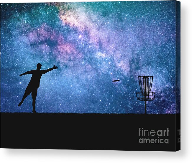 Disc Golf Acrylic Print featuring the digital art Disc Golf Stars by Phil Perkins