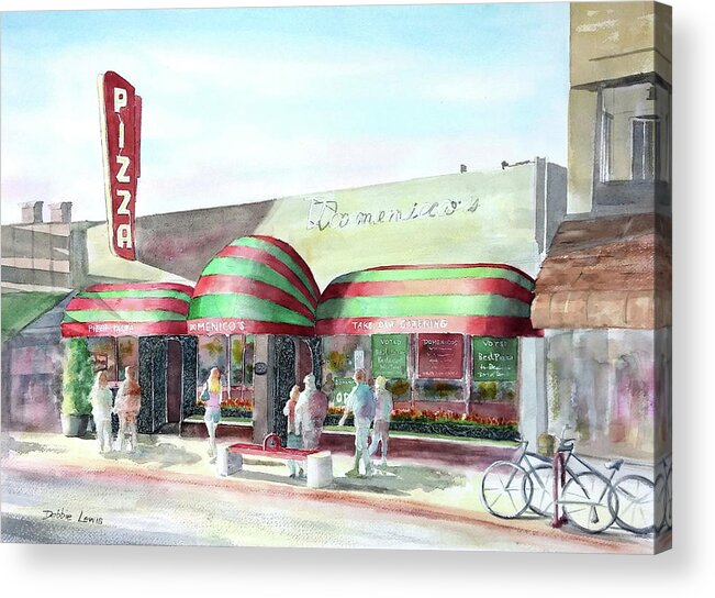 Domenico's Oldest Restaurant In Long Beach Acrylic Print featuring the painting Domenicos in Long Beach by Debbie Lewis