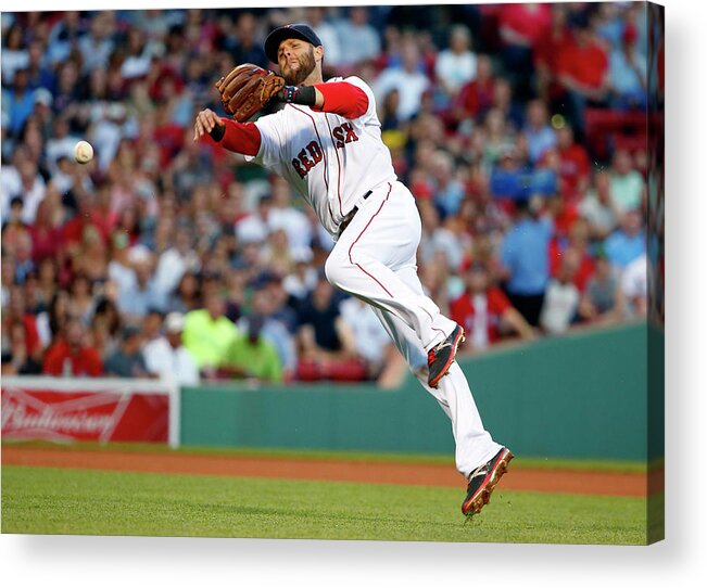 People Acrylic Print featuring the photograph Dustin Pedroia and Travis Snider by Winslow Townson