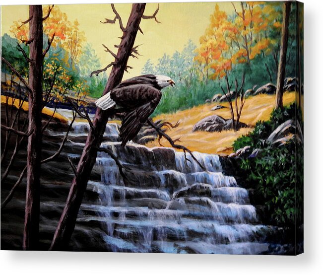 Landscape Acrylic Print featuring the painting Eagle Falls by Ed Breeding