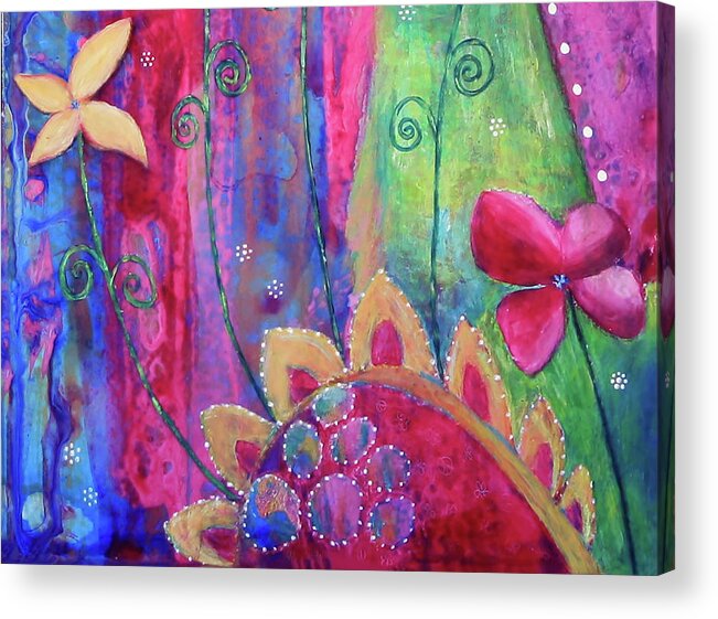 Whimsical Acrylic Print featuring the painting Euphoria detail1 by Winona's Sunshyne