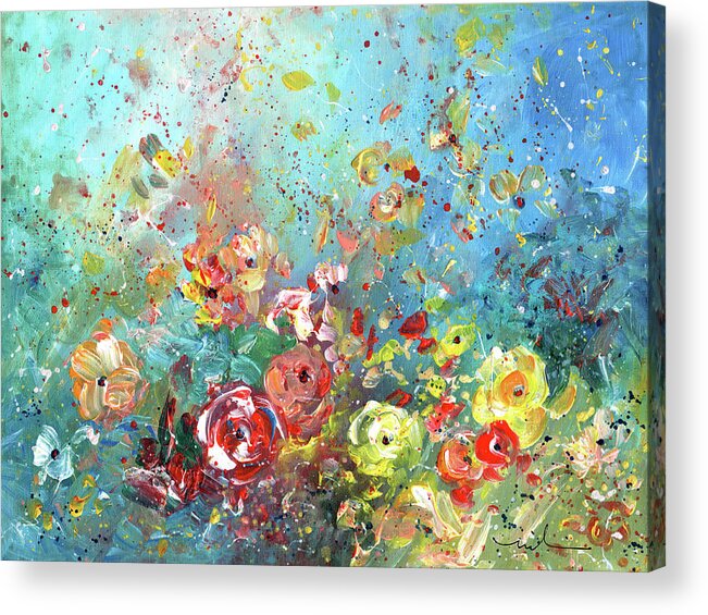Flower Acrylic Print featuring the painting Explosion Of Joy 25 by Miki De Goodaboom