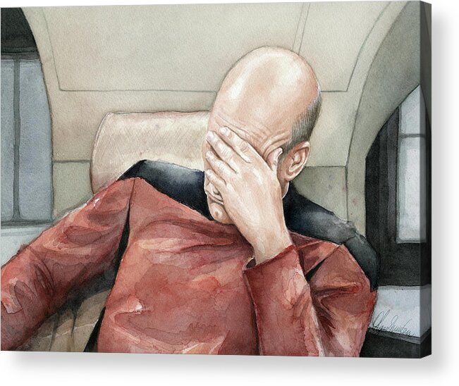 Facepalm Acrylic Print featuring the painting Facepalm by Olga Shvartsur
