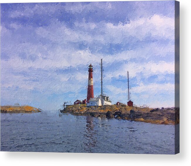 Lighthouse Acrylic Print featuring the digital art Faerder lighthouse by Geir Rosset