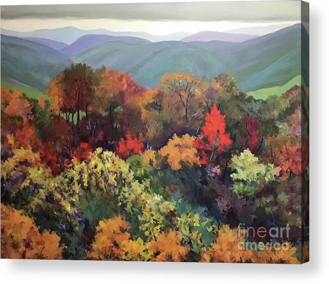 Fall Acrylic Print featuring the painting Fall Riot by Anne Marie Brown