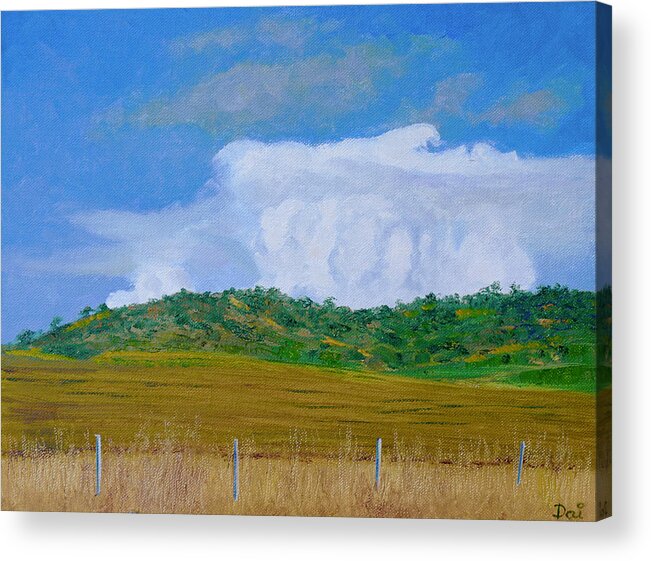 Clouds Acrylic Print featuring the painting Fantastic Clouds Over Cudgewa Valley by Dai Wynn