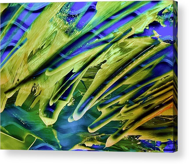 Streaks Acrylic Print featuring the mixed media Feathered Abstract 2883 by Vicki Hone Smith
