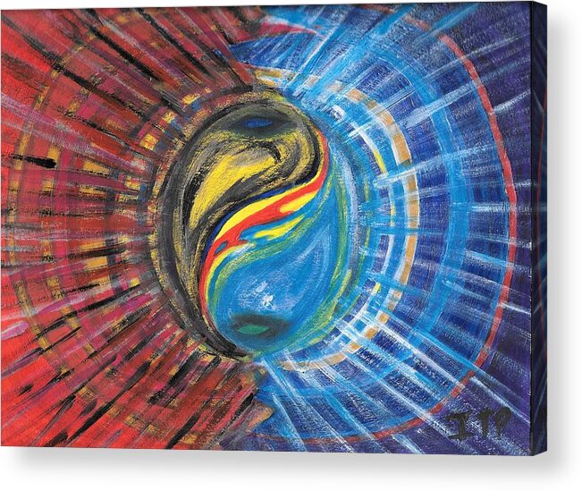 Yin Acrylic Print featuring the painting Fire with Ice by Esoteric Gardens KN