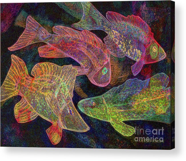 Fish Acrylic Print featuring the digital art fish painting - Old School by Sharon Hudson