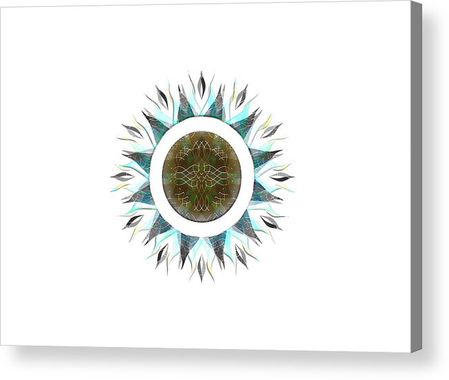 Flame Acrylic Print featuring the digital art Flaming Metal Sun 2 by David Manlove