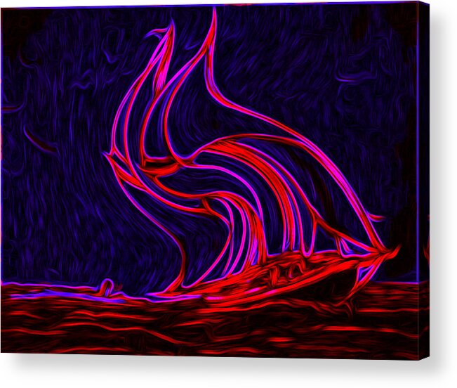 3d Art Acrylic Print featuring the digital art Flaming Sail by Ronald Mills