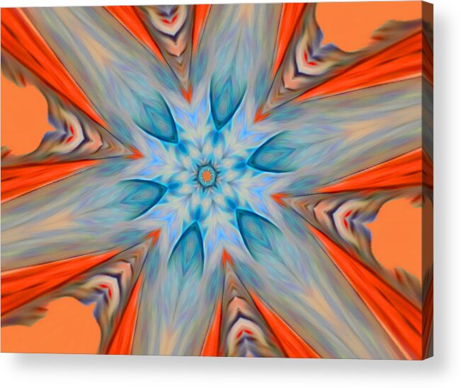 Digital Acrylic Print featuring the digital art Flower Burst Abstract by Ronald Mills