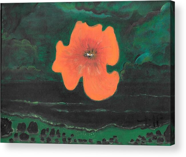 Supermoon Acrylic Print featuring the painting Flower Moon by Esoteric Gardens KN