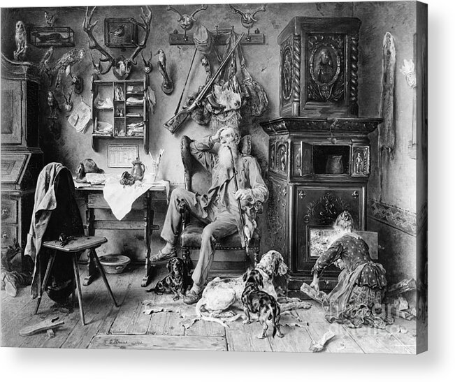 1886 Acrylic Print featuring the painting Forester, 1886 by Ludwig Knaus