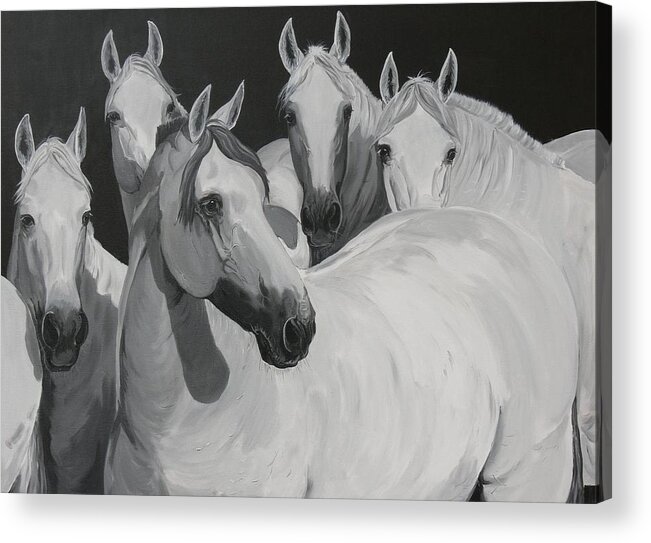 Horse Original Painting Acrylic Print featuring the painting Full Attention by Janina Suuronen