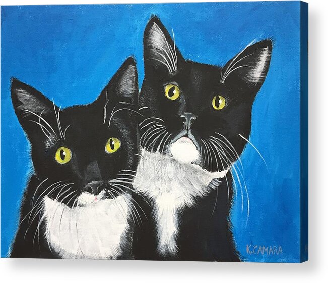 Pets Acrylic Print featuring the painting George and Grayson by Kathie Camara