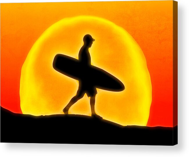 Surfer Acrylic Print featuring the digital art Goin' for A Surf by Andreas Thust
