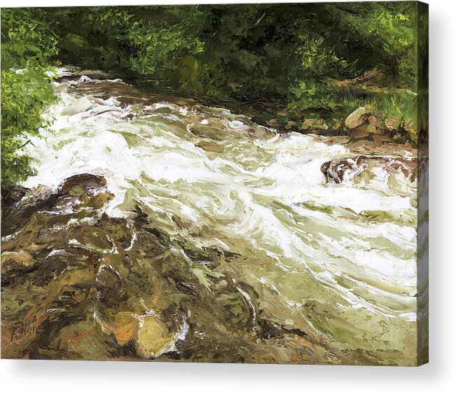 Grizzly Creek Acrylic Print featuring the painting Grizzly Creek Spring Melt #6 by Hone Williams