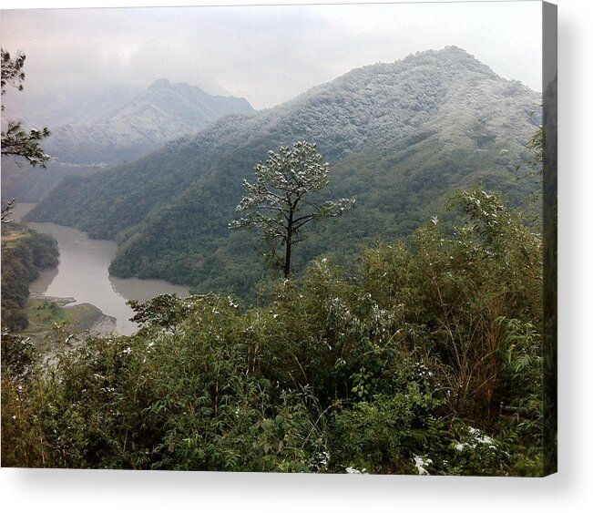 Deep Snow Acrylic Print featuring the photograph Gussets Mountain, Taiwan Taoyuan District by Aro @ Photography