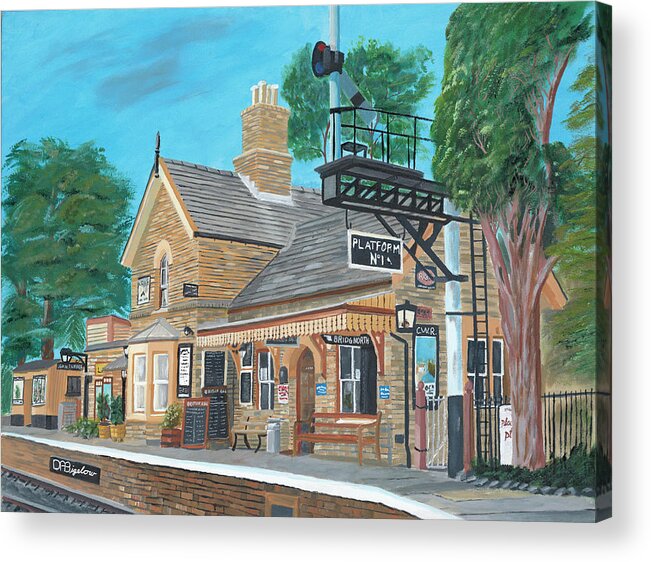 Train Acrylic Print featuring the painting Hampton Loade station by David Bigelow