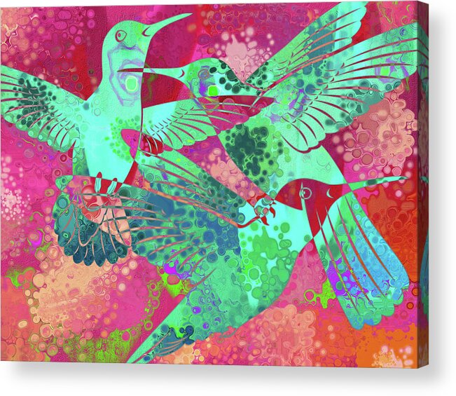 Humming Birds Acrylic Print featuring the digital art Hummers by Sandra Selle Rodriguez