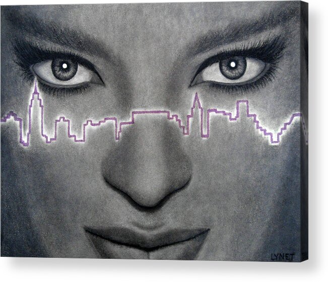 Woman Acrylic Print featuring the painting I Love New York by Lynet McDonald