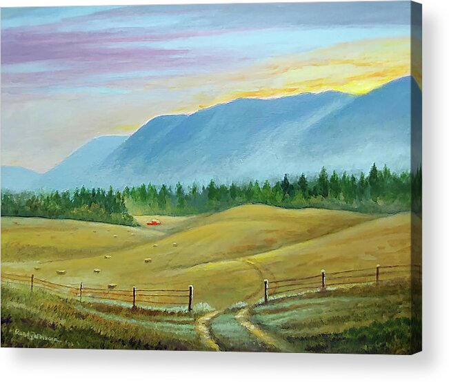 Idaho Acrylic Print featuring the painting Idaho Hay Field by Randy Welborn