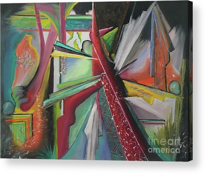 Oil Art Acrylic Print featuring the painting Impact by Maria Karlosak