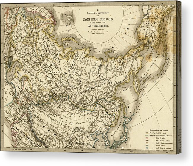 Maps Acrylic Print featuring the drawing Imperial Russia 1876 by Vintage Maps