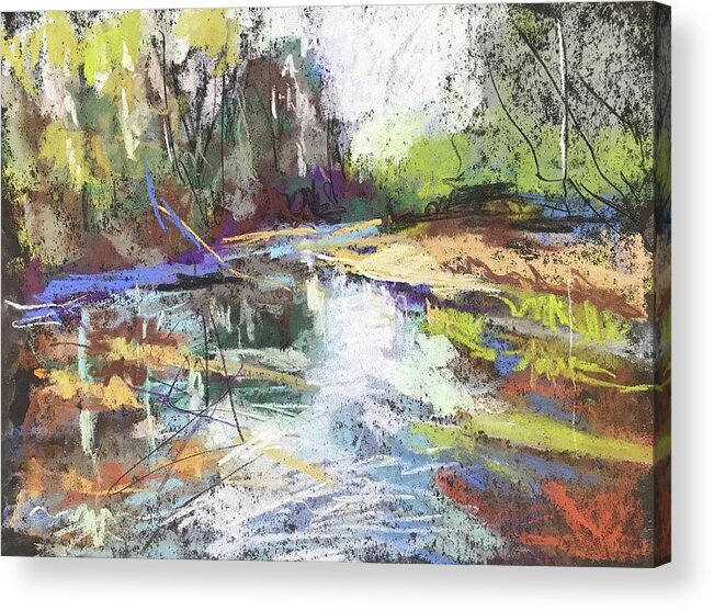 Landscape Acrylic Print featuring the pastel Indian Creek by Carol Berning