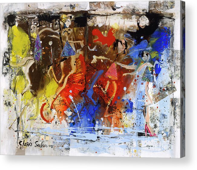 Jazz Acrylic Print featuring the painting Jazz by Cherie Salerno