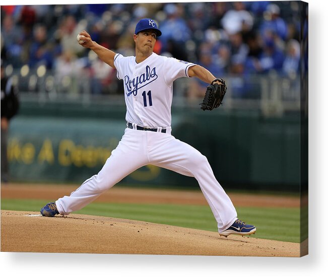 American League Baseball Acrylic Print featuring the photograph Jeremy Guthrie by Ed Zurga