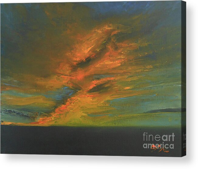 Abstract Impressionist Acrylic Print featuring the painting Jewel Sunset by Jane See