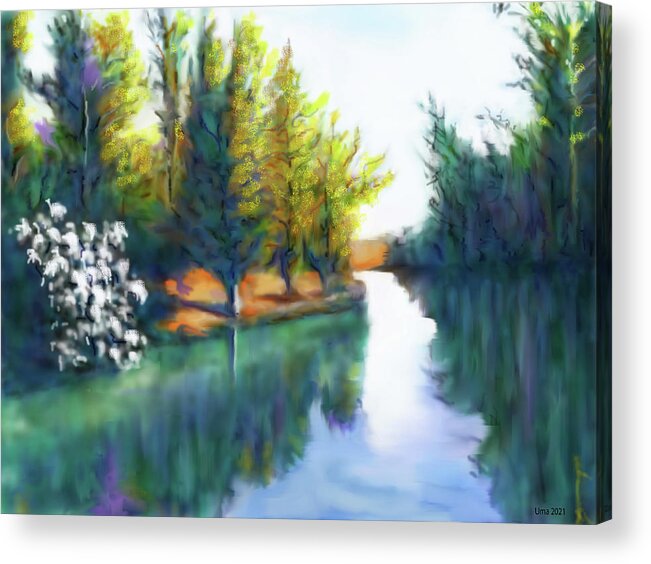 Jordan River Acrylic Print featuring the digital art Jordan River, Israel by Uma Krishnamoorthy