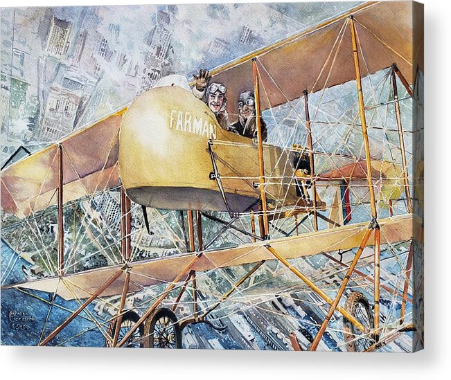 November 18 Acrylic Print featuring the painting Juliette Low rides in a biplane by Merana Cadorette