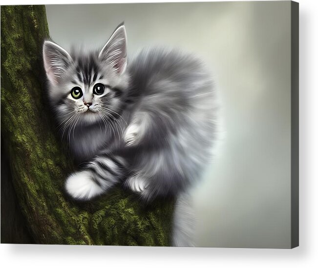 Digital Acrylic Print featuring the digital art Kitty 3 by Beverly Read