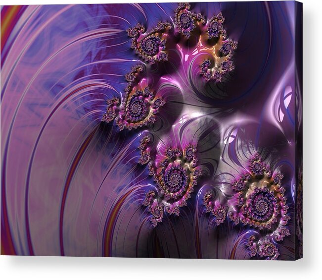 Fractal Acrylic Print featuring the digital art Lavender Fractal by Bonnie Bruno