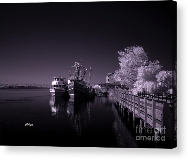 Aquatic Acrylic Print featuring the photograph Lazy Evening - A Black and White Infrared Seascape by DB Hayes