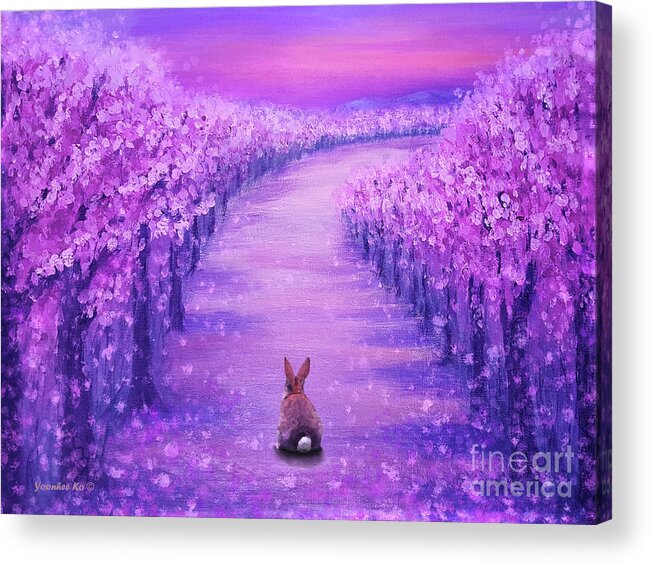 Cherry Blossom Acrylic Print featuring the painting Looking back on the journey by Yoonhee Ko