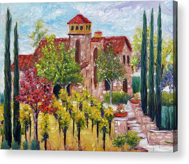 Lorimar Vineyard And Winery Acrylic Print featuring the painting Lorimar in Autumn by Roxy Rich