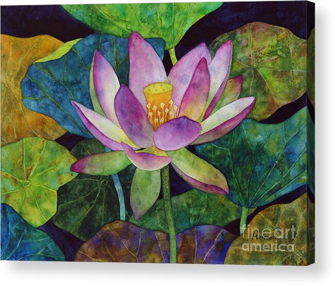 Watercolor Acrylic Print featuring the painting Lotus Bloom by Hailey E Herrera