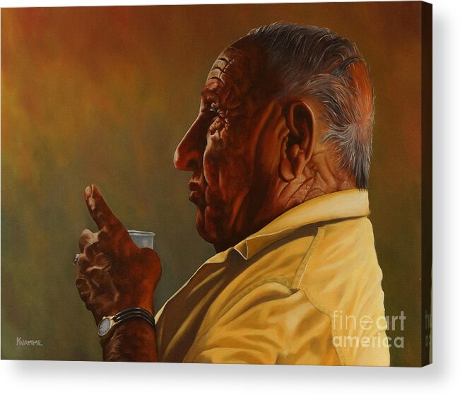 Portrait Acrylic Print featuring the painting Louie by Ken Kvamme