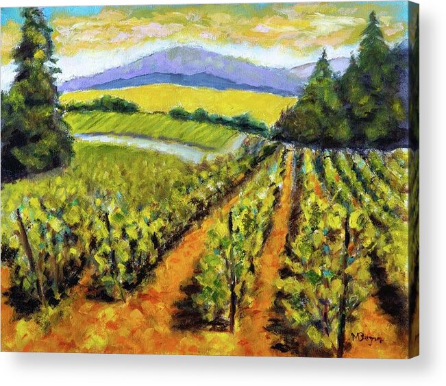 Landscape Acrylic Print featuring the painting Lumos Vineyard Philomath by Mike Bergen