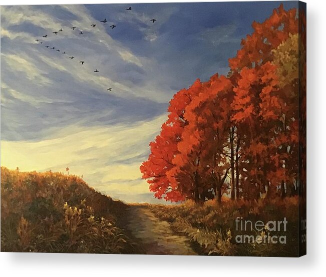 Fall Acrylic Print featuring the painting Max Patch Path by Anne Marie Brown
