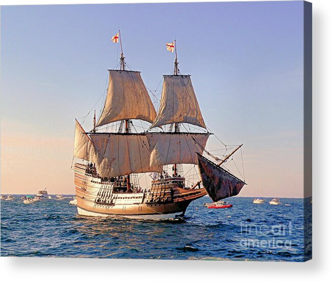 Mayflower Ii Acrylic Print featuring the photograph Mayflower II on her 50th anniversary sail by Janice Drew