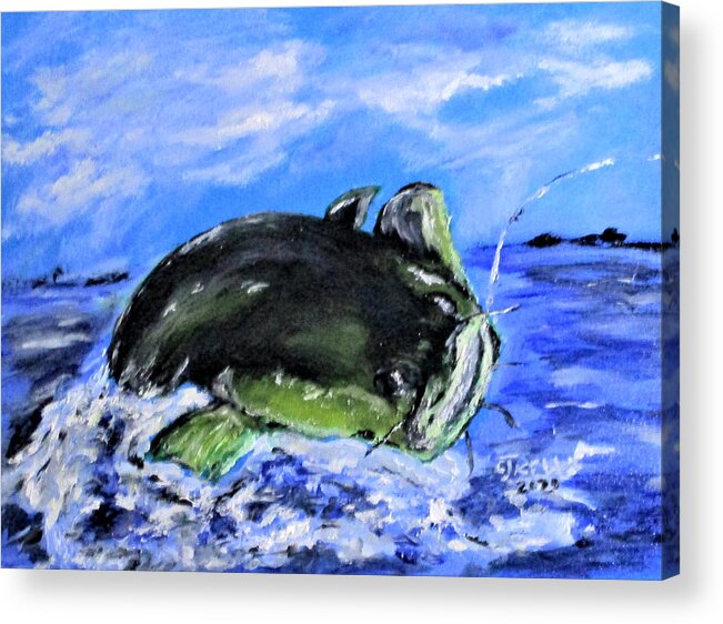 Fishing Acrylic Print featuring the painting Mean Catfish by Clyde J Kell